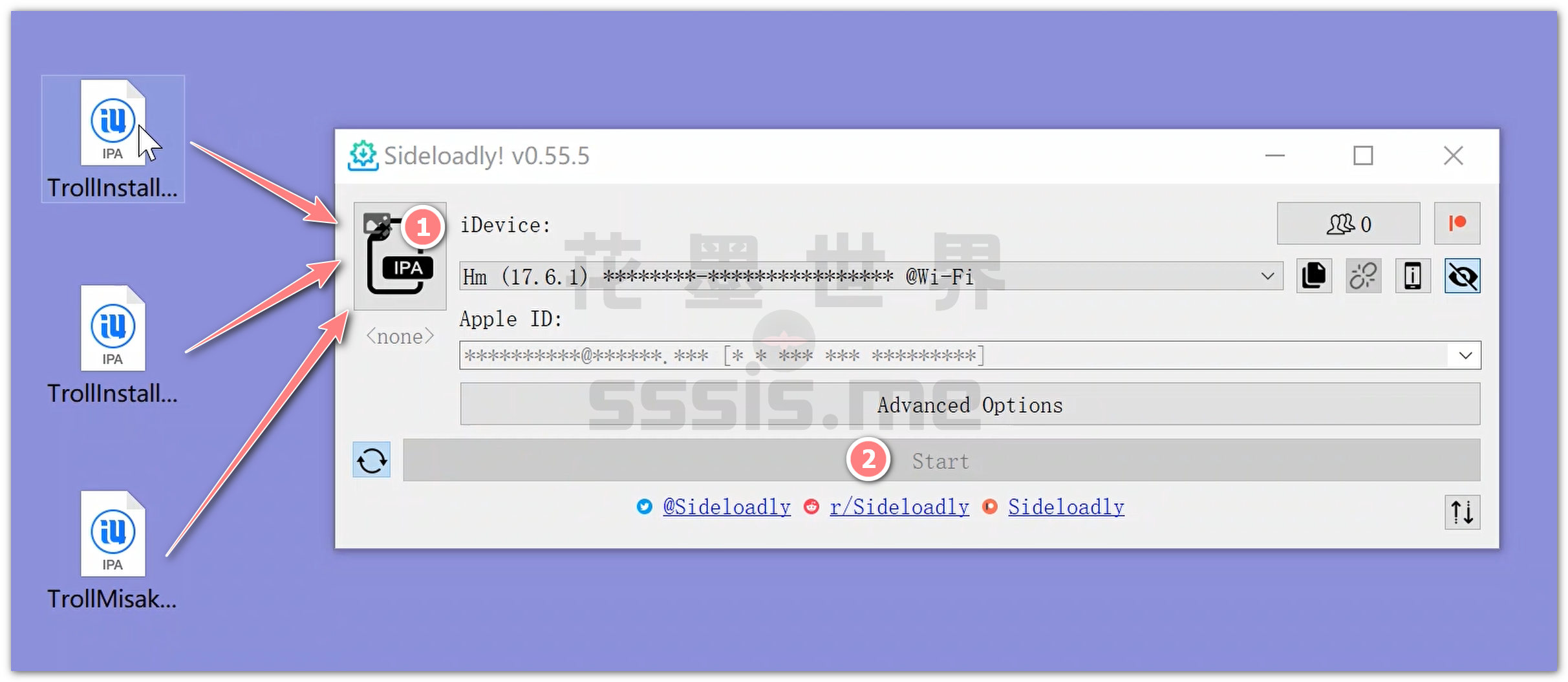 Sideloadly安装TrollInstallerX、TrollInstallerMDC、TrollMisaka